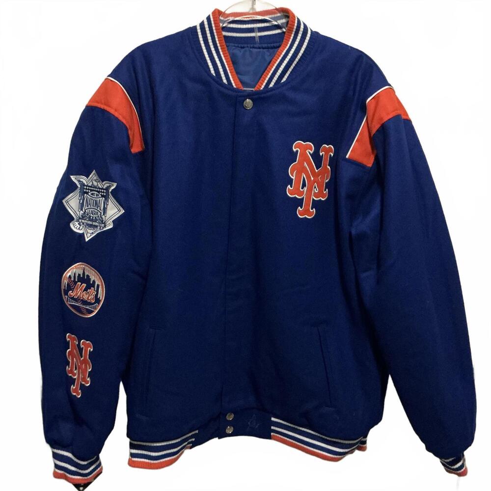 New York Mets Reversible Varsity Jacket Blue Orange MLB 2XL New $250